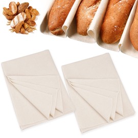 Set of 2 linen cloth baking, 48 x 36 cm, baking linen, dough, linen cloth for baking bread, made of high-quality natural cotton and linen, baking cloth, linen dough, for baguette