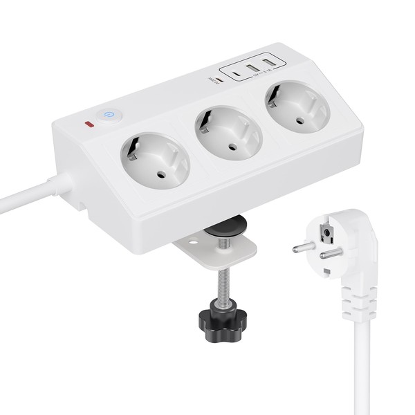 STGAROT Tischsteckdose mit USB C PD 20W, 4000W/16A Steckdosenleiste Schreibtisch,