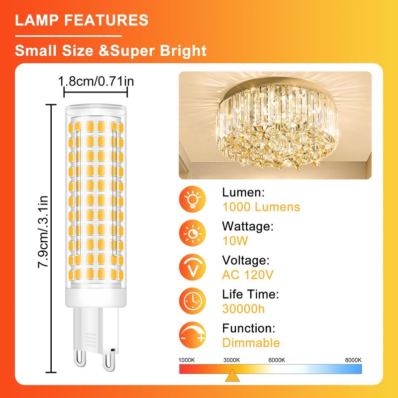 ZHENMING Dimmable G9 Led Bulbs 75W 80W 100W T4 Clear