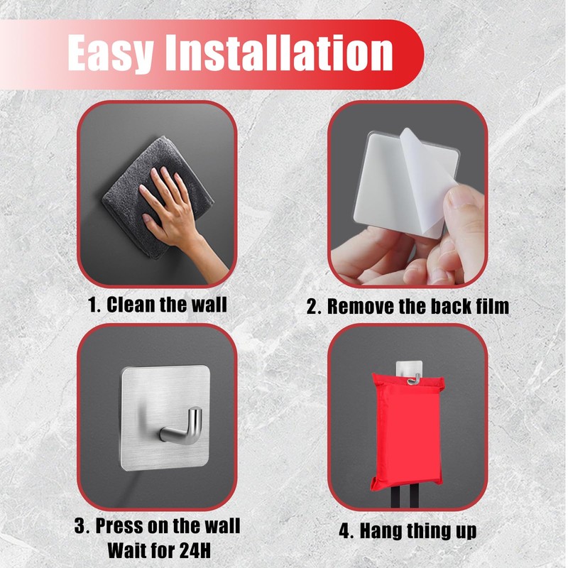 ZY PLUM Emergency Fire Blanket Wall Hooks，Waterproof Stainless Steel Adhesive