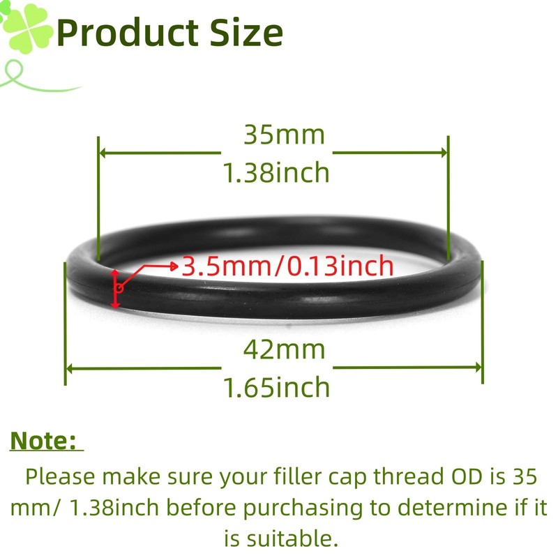 Ruimou 5Pcs Automotive Gas Cap O-Rubber Seal OD 42mm ID