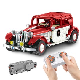 DSROG Retro Car Building Kit, Red Vintage Car Building Blocks CITROËN 11CV Car Model Display Set Great Collection Gifts for Adults Home Decorations, 916 PCS
