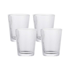 Sizikato Set of 4 Classic Vertical Stripes Clear Tumbler, 8-Ounce Drinking Glasses for Water, Beverages, Juice