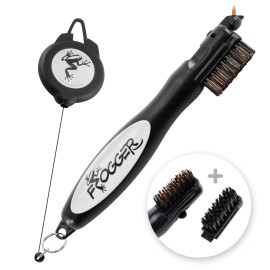 Frogger Golf Club Cleaning Brush Set with Replaceable Bristle Heads and Groov...