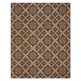 Gertmenian Indoor/Outdoor Flatweave Area Rug - 8x10 Large, Stain & UV Resistant, Ideal for Deck, Patio, Poolside, Mudroom - Niala Floral Chestnut, Black, 25437