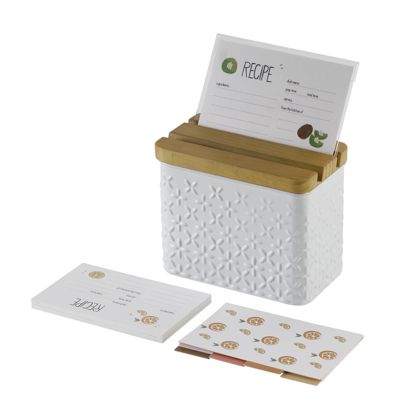 HOME PALETTE Recipe Box with Cards and Dividers Set 4x6