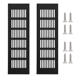 Zasvec Ventilation Grille Aluminium Pack of 2 Ventilation Grille Rectangular Ventilation Grille Door Ventilation Grille Air Grille with 8 Screws for Ventilation of Cabinets Black 250 x 80 mm