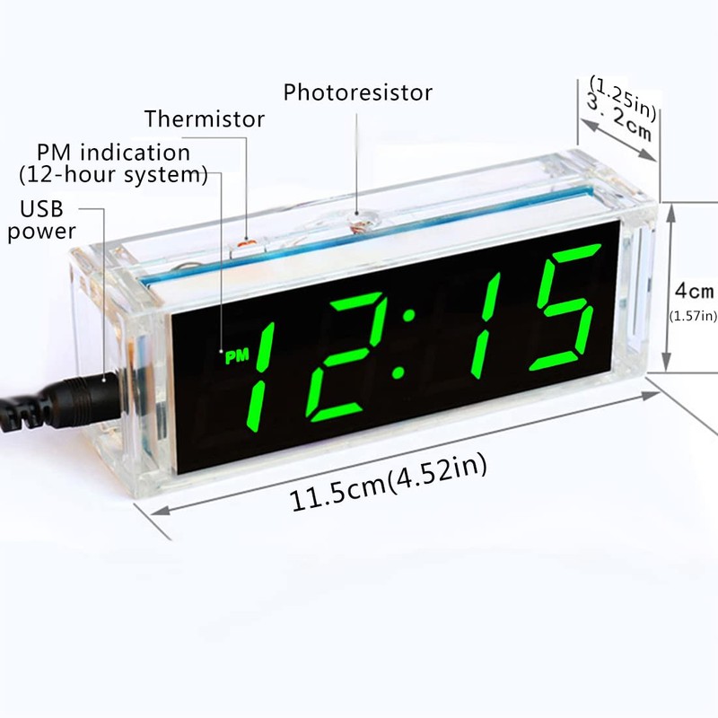 Gikfun 4-Digit LED Electronic Alarm Clock DIY Kits with Acrylic