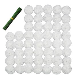 DH EYB Silk Carnation Flower, 50 Artificial Flowers, Used for Wedding Decoration DIY Handmade Flowers, Carnation Flower Diameter 3.5 Inches and 6 Inches Stem (White)