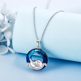 JERWLI Fat Seal Necklace 925 Sterling Silver Fat Seal Pendant Jewelry Gifts for Women Fat Seal Lovers