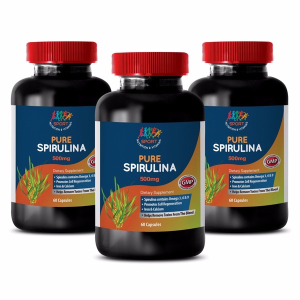 Pure Spirulina - Organic Spirulna 500mg  - Chlorella - Vegetable Caps - B2 - 3B