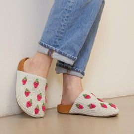 The Sak Bolinas Clog Shoe - Women's Slip On Sandal for Indoor & Outdoor Use, Comfortable Mule Shoes, Natural Strawberries