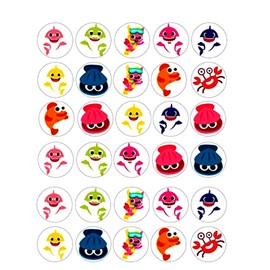 30 x Baby Sharks Themed Edible Cupcake Toppers | Uncut on Wafer Sheet- Qty 30-1.5” each