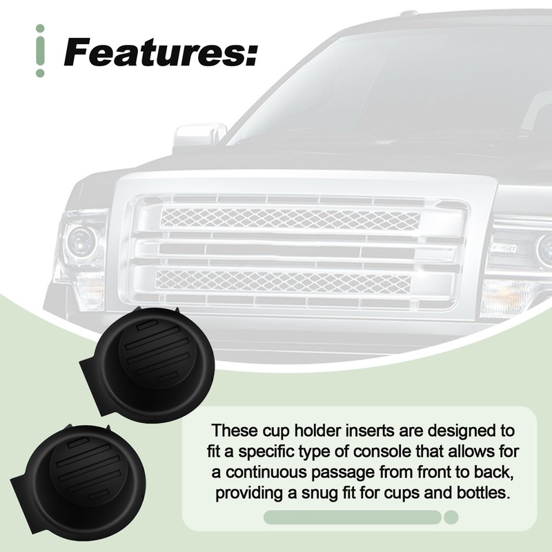 2 PCS Front Console Cup Holder with Flow Through Console