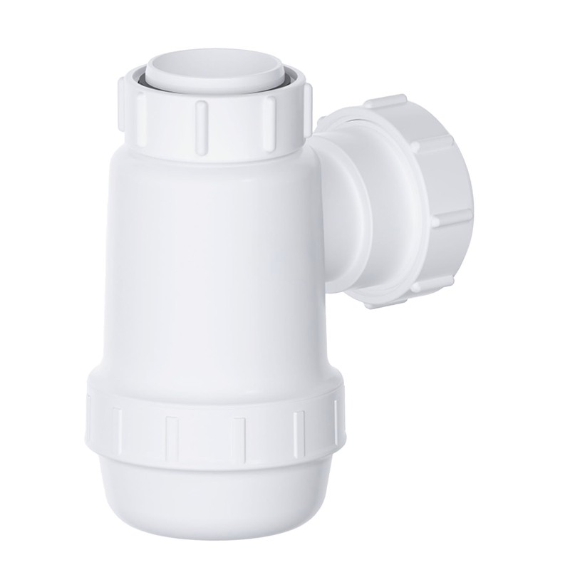 Shallow Bottle Trap 40mm 1-1/2" with Anti-Slip Ring, Space Saving