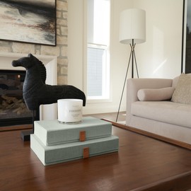 Decorative Photo Storage Boxes with Lids - Set of 2 Beautiful Linen Organizers Are Perfect to Safely Store Your Pictures, Documents, Scrapbooking Supplies, Keepsakes and Other Memories in Style