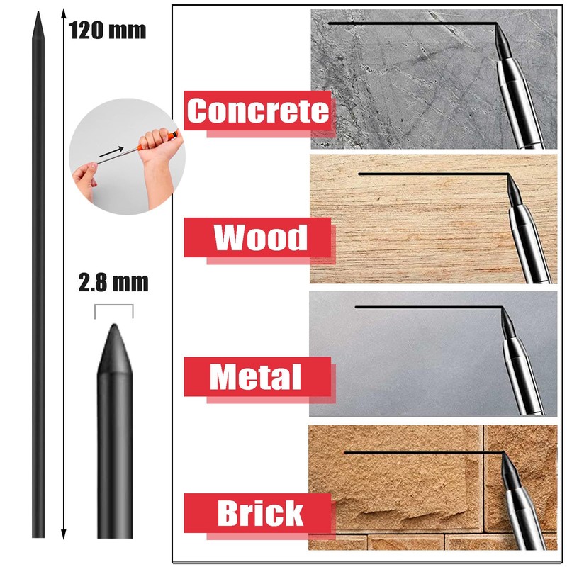48Pcs Tracer Pencil Refills 2.8mm Solid Deep Hole Pica Pencil