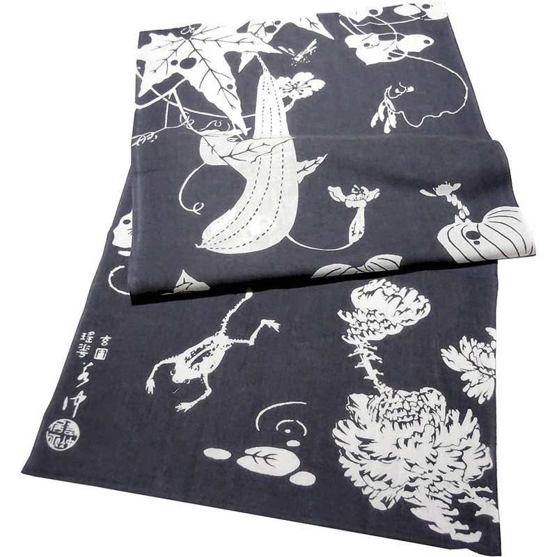 芸艸堂 てぬぐい 若冲 玄圃瑶華 灰 T-9