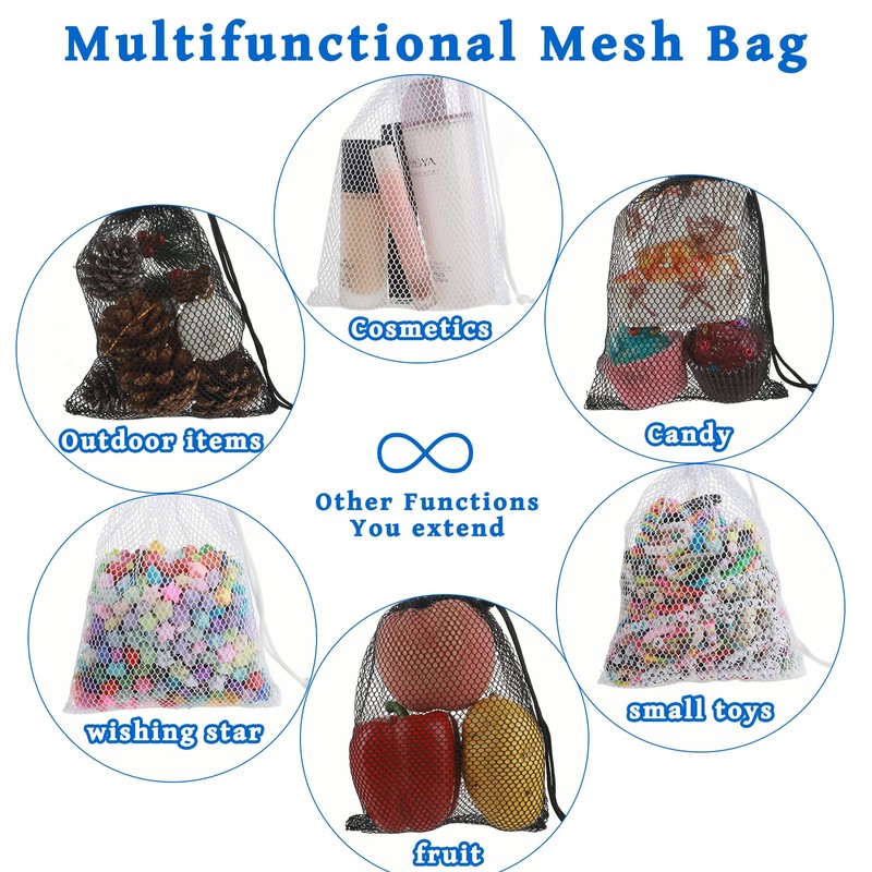 Oruola 6pcs Mesh Bag,Small Drawstring Bag,Mesh Storage Bags with Cord