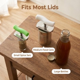 Jar Opener, Jar Openers for Arthritis Hands & Stainless Steel Jar Opener, 2 Pcs Adjustable Lid Opener for Weak Hands, Manual Gripper Tool, Ergonomic & Slip-Resistant, White and Green