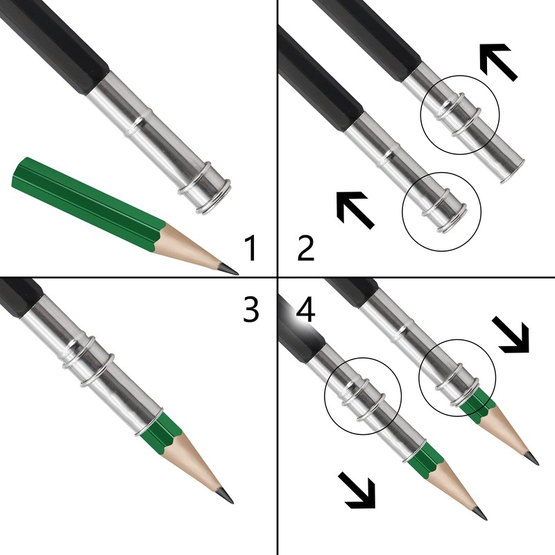 Pencil Extenders YACSEJAO 5PCS Adjustable Pencil Lengthener Tool Coupling Device