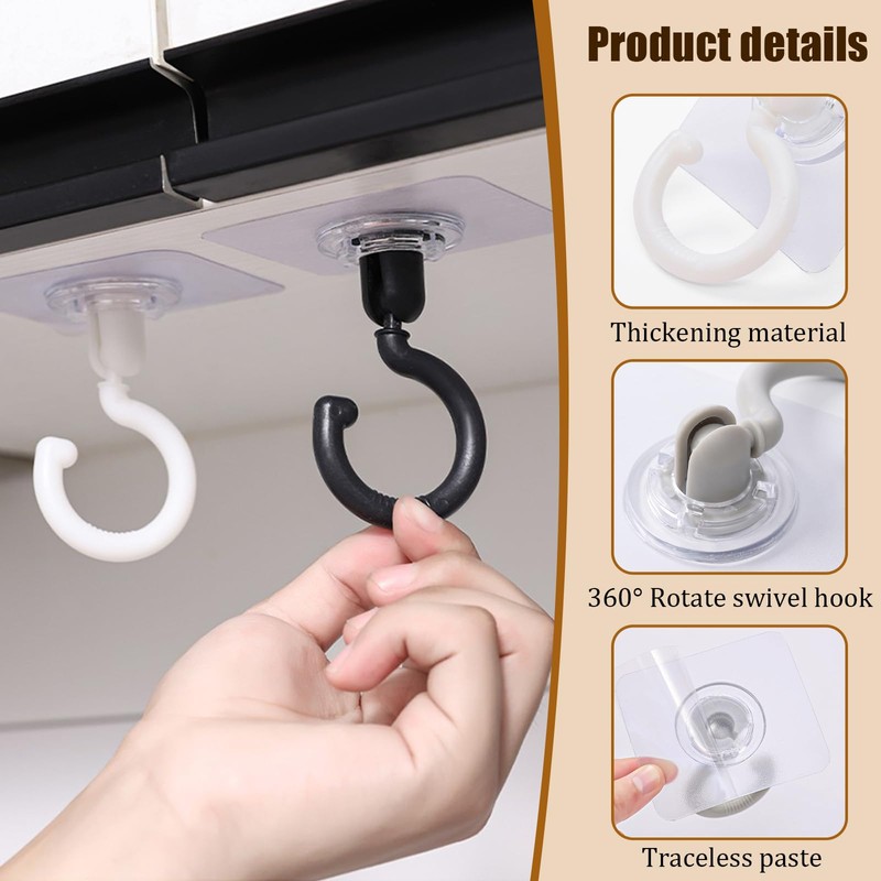 Gripebao 10 Pack Adhesive Ceiling Hooks, Self Adhesive Wall Hooks