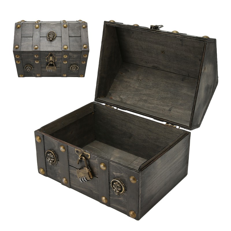 Wooden Treasure Chest Boxes Hand Crafted Vintage Wooden Box with