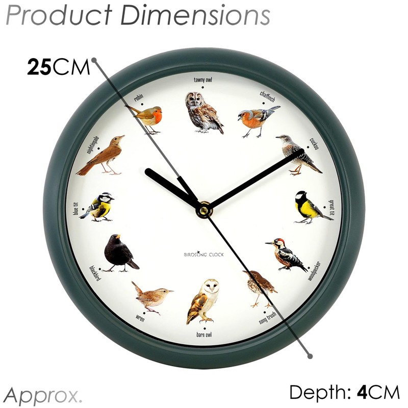 GEEZY Singing Bird Wall Clock, 12 Native Bird Species, Cuckoo