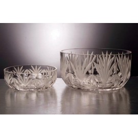 GAC Mouth Blown Large Glass Crystal Serving Bowl Perfect Fruit Bowl Round Salad Bowl