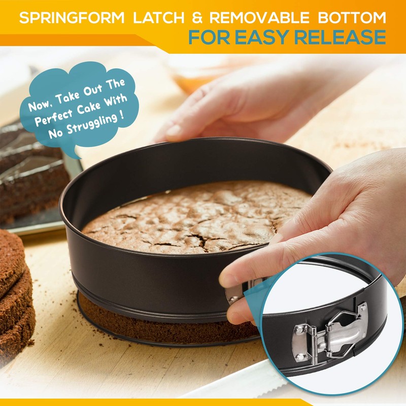 HIWARE Springform Pan Set of 3 Non-stick Leakproof Round Cake