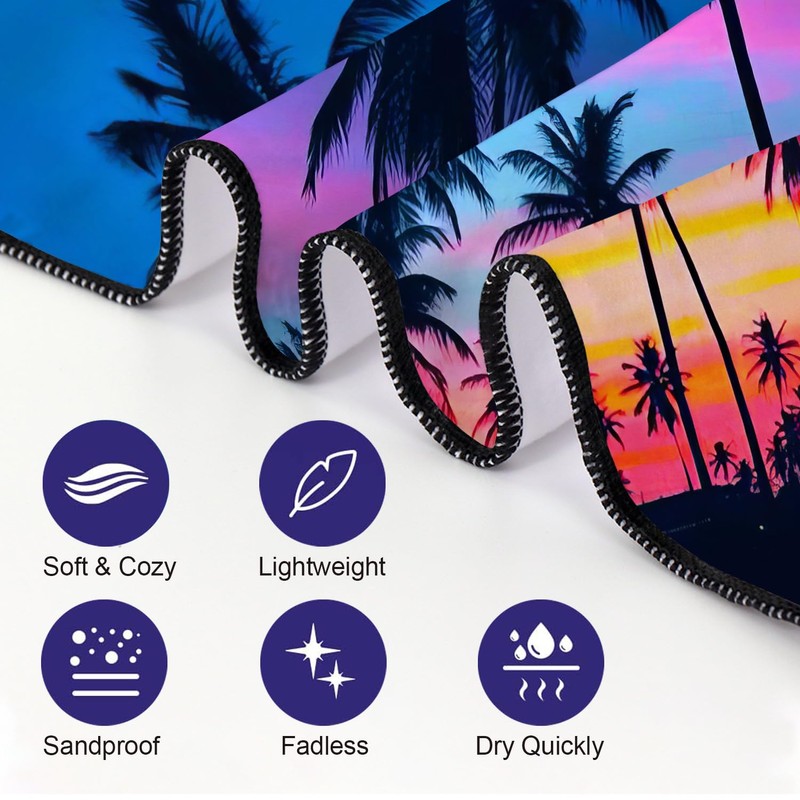 YISUMEI Sunset Coconut Tree Beach Towels for Adults Extra Large