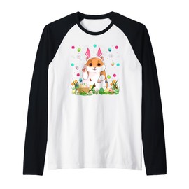 Hamster Easter Egg Hunt Bunny Ear Hamster Happy Easter Raglan Baseball Tee