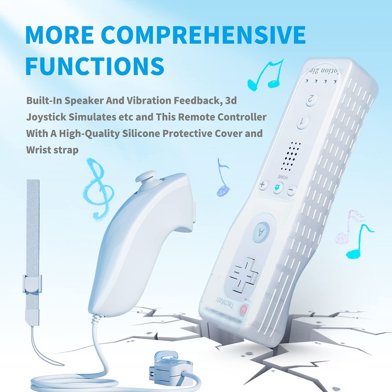 TechKen Set of 2 Controller for Wii Remote Plus Controller