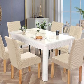 Yostyle Fundas para Sillas de Comedor 6 Piezas,Cubre Sillas de Elástica Forros para Sillas Removibles Y Lavables,Fundas para Sillas Parsons,para el Hogar, Restaurante,Ceremonia,Banquete