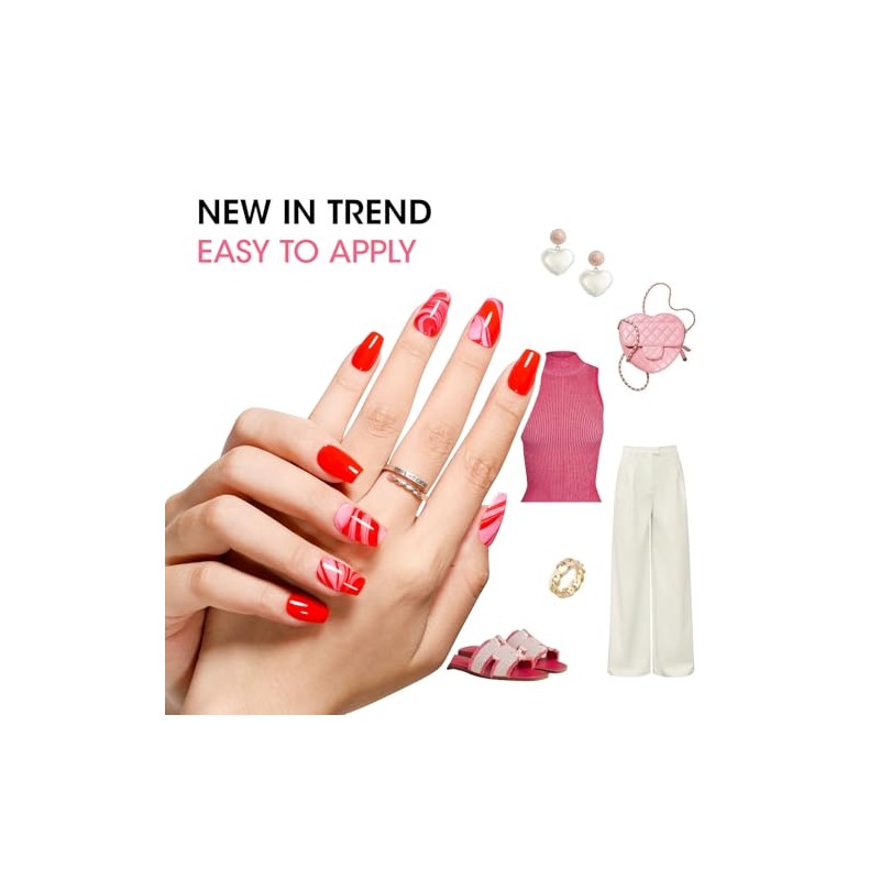 Gellen Juego de esmaltes de uñas rojos, esmaltes de uñas