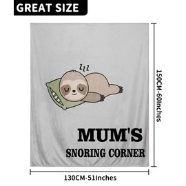 Magicoco Mum Blanket Gifts for Mum from Daughter Son, Birthday Gift and Christmas for Mum, Funny Sloth Mum Blanket 130 * 150 cm