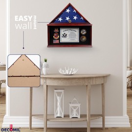 DECOMIL - Large Military Shadow Box Frame Memorial Burial Funeral Flag Display Case for 5x9 Flag, Solid Wood (Mahogany) (Airforce)