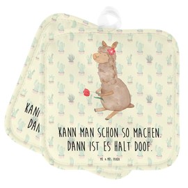 Mr. & Mrs. Panda Set of 2 Pot Holders Alpaca Flower - Gift, Pot Coaster, Lama, Oven Glove, Pot Holder Set, Funny Pot Holder