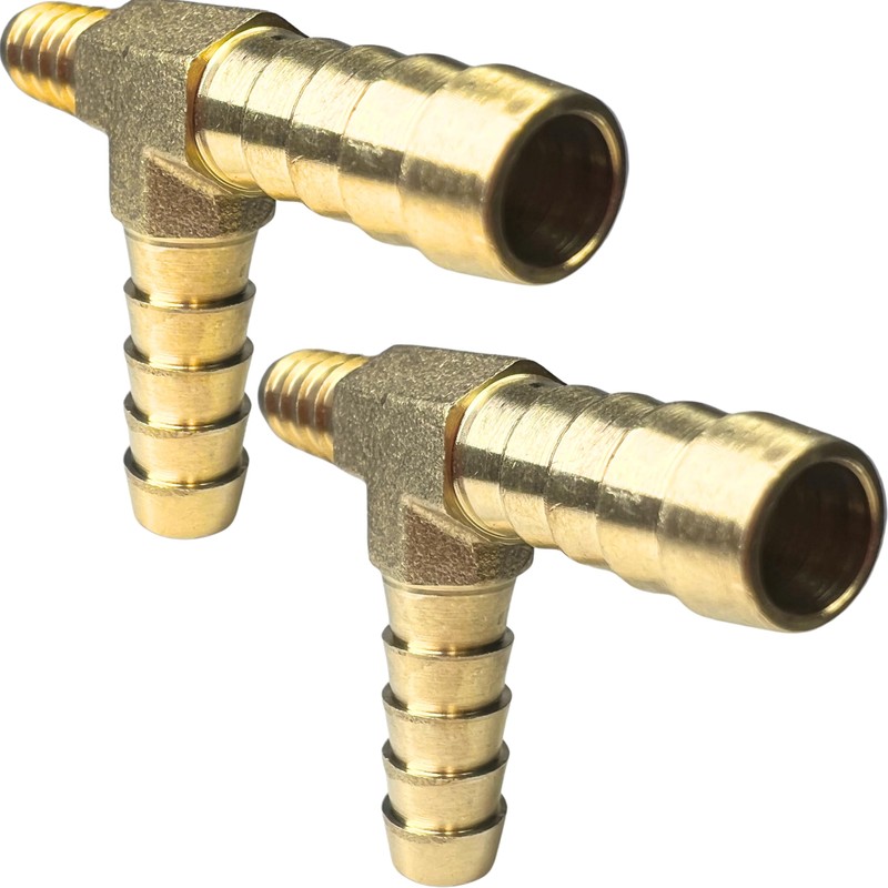 2pcs Brass 5/16'' Hose Barb Tee T 3 Way Union