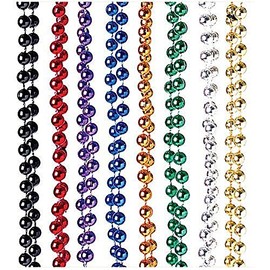 USToy Lot of 12 Assorted Metallic Beaded Mardi Gras Necklaces Costume
