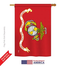 Americana Home & Garden H140305-BO Marine Corps Military Impressions Decorative Vertical 28" x 40" Double Sided House Flag Printed in USA