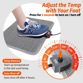 Hodeamy Heated Floor Mat Under Desk for Foot Warmer - Wider Electric Space Heaters 110V Adjustable Temperature Heating Pad - Carbon Crystal & Energy Saving Feet Warmers for Office,Home (Carpet Grain)