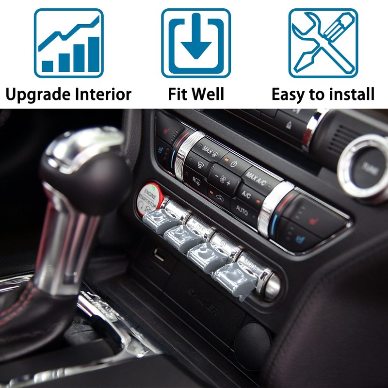 ZOXOQ Center Console Control Button Cover Compatible with Ford Mustang