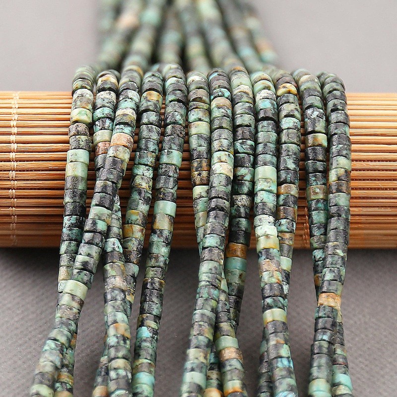 150 abalorio espaciadoras de turquesa africana natural, sueltas, semipreciosas, planas,