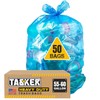 Recycling Trash Bags 55 Gallon, (50 Bags w/Ties) Large Blue