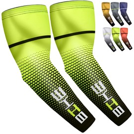 beister 1 Pair Compression Athlete Arm Sleeves for Women and Men, UV Protective Cooling Sports Sleeves for Arthritis, Lymphedema, Basketball, Football, Cycling, Outdoor Activities, M, Green