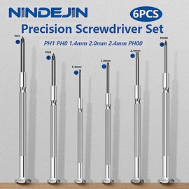 NINDEJIN 6PCS Precision Screwdriver Set, Flathead & Phillips Screw Repair Kit for Electronics & Small Items – Laptops, Watches, Phones, Computers, Doorbells, Toys, Glasses
