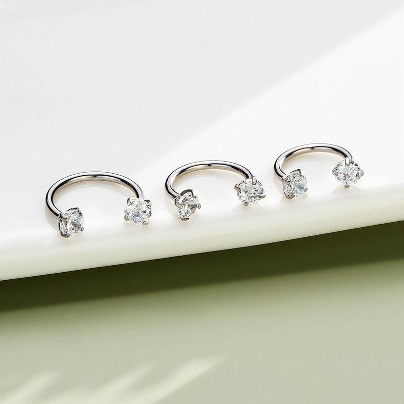 Oufer 18G/20G Horseshoe Internally Threaded & Threadless AAA+ Grade CZ