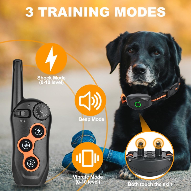 Dog Shock Collar with Remote Control,1300Ft,IP67 Waterproof Dog Training Collar