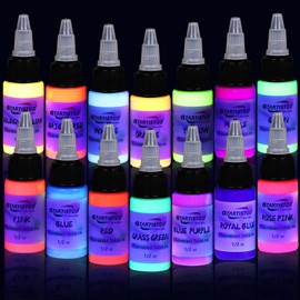 14 Color Tattoo Ink Set 1/2(15ml)/Bottle GTARTISTOO Professional Tattoo Fluorescent Ink Tattoo Inks Pigment Kit